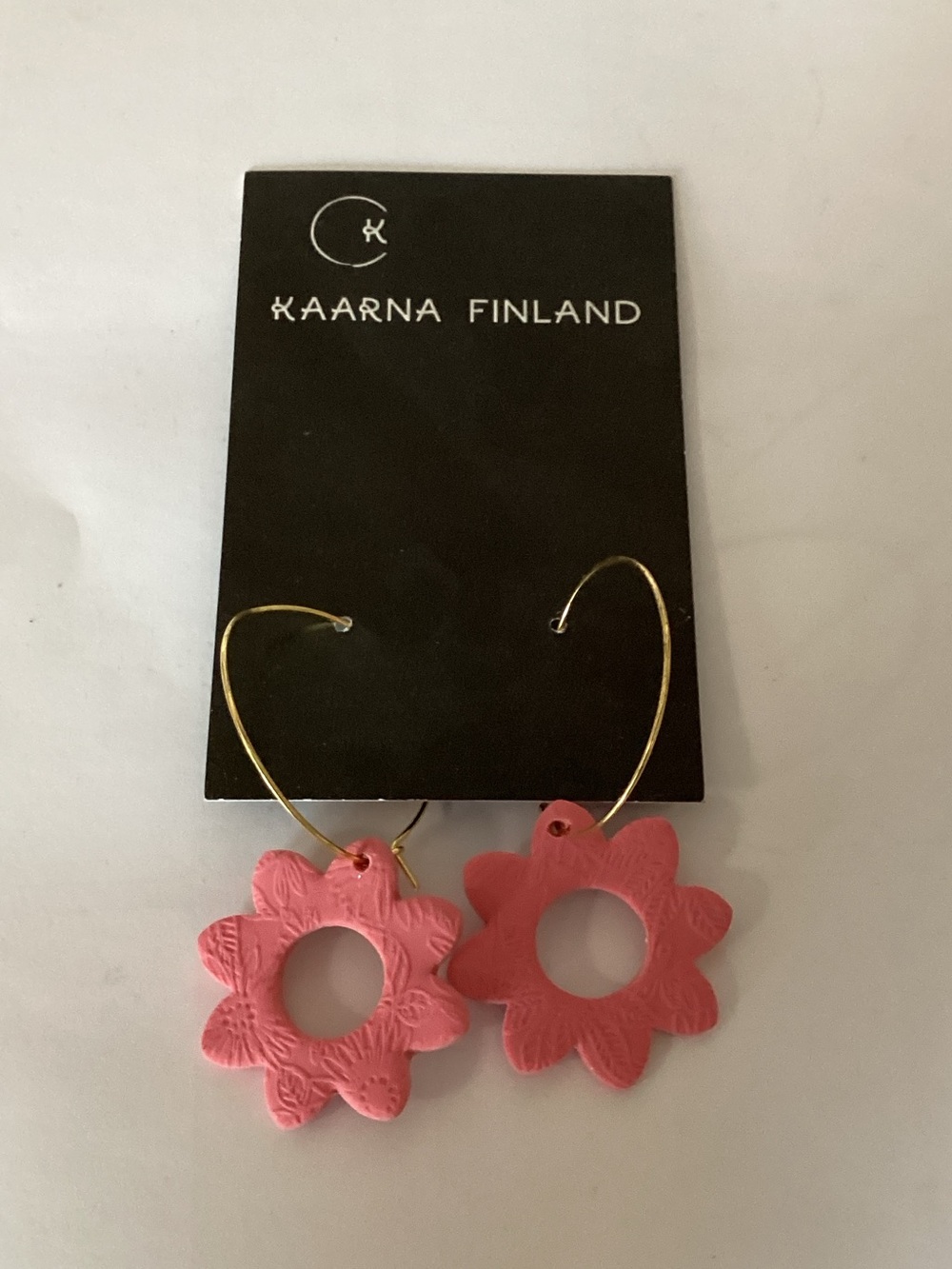 Kaarna Finland Pink Floral Hoop Earrings